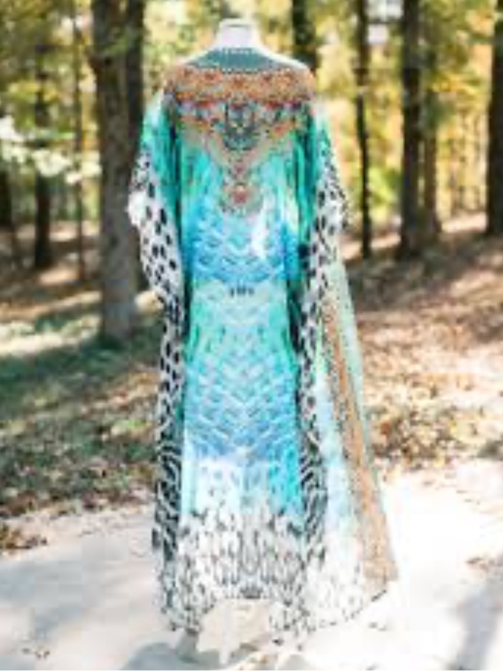 Bohemian Aqua Green Printed kimono - Picture 2 of 7